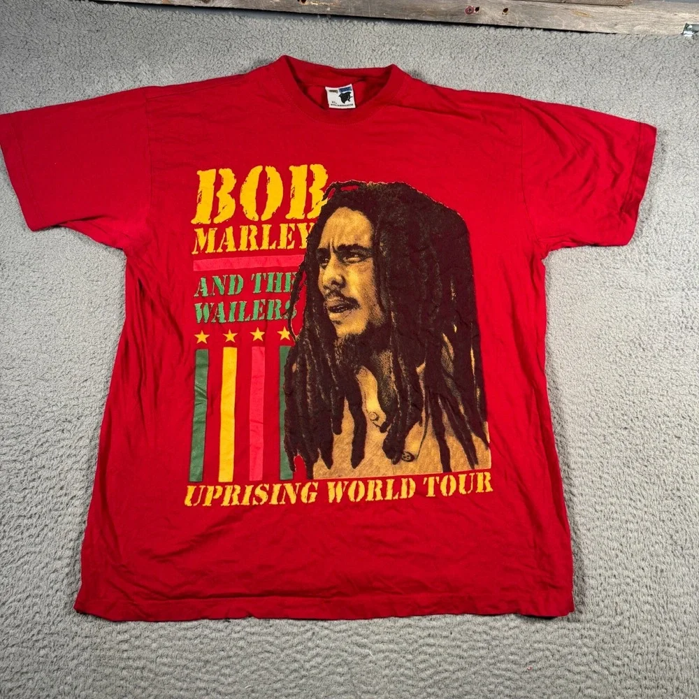 Vintage Phat Doc Shirt Mens XL Red Bob Marley Uprising World Tour Pullover Tee